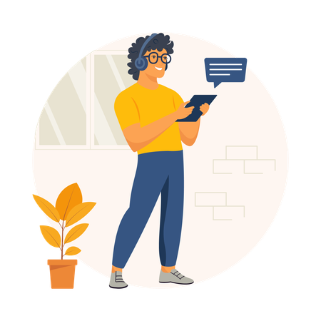Man Reading Positive Comments  Illustration