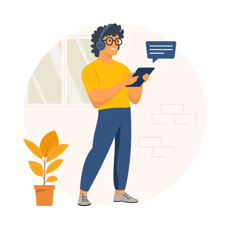 Man Reading Positive Comments  Illustration