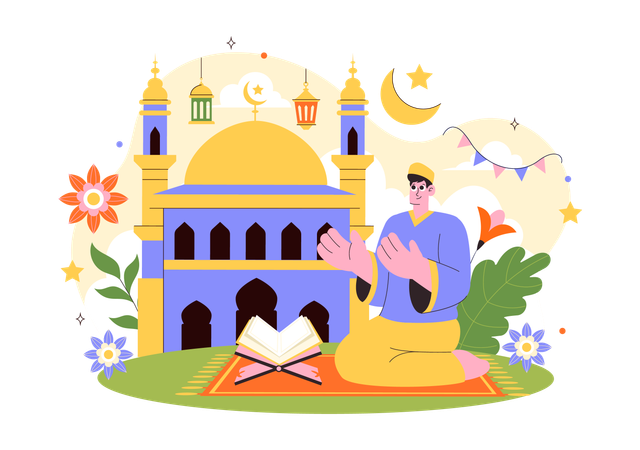 Man reading quran on muharram  Illustration
