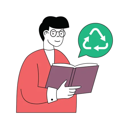 Man reading recycle book  Illustration