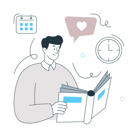 Man reading report while taking Quality Rest Time  Illustration