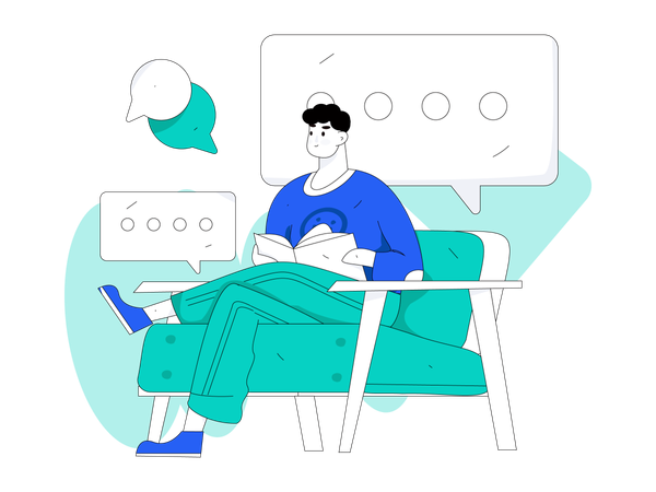 Man reading review book  イラスト