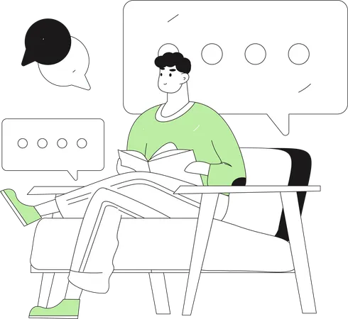 Man reading review book  Illustration