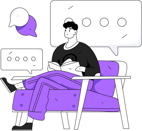 Man reading review book  Illustration