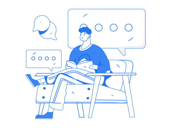 Man reading review book  Illustration