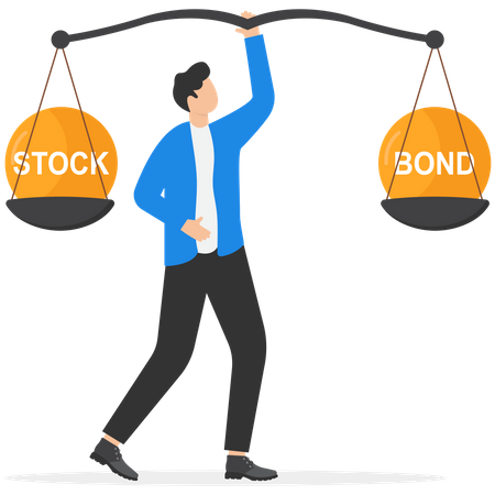 Man rebalance between stocks and bond  Illustration