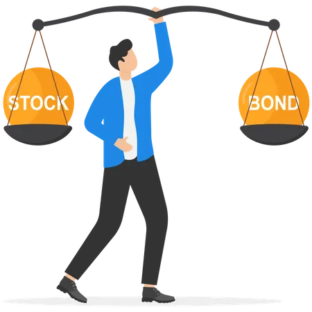 Diversify Portfolio Investment Rebalance Between Stocks And Bonds Passive Invest Wealth Accumulate Concept Illustration