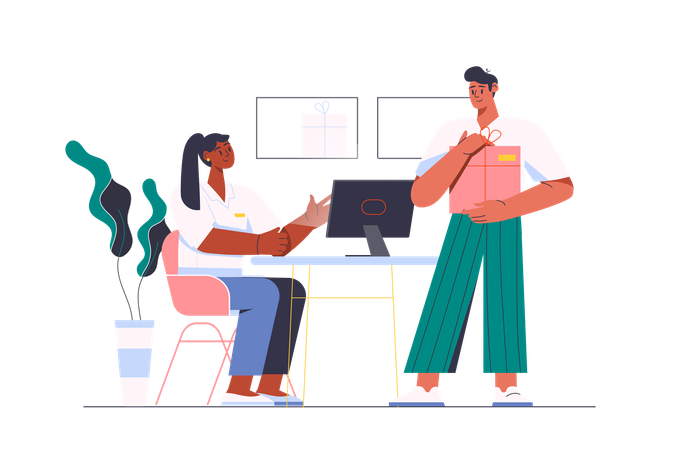 Man received box in post  Illustration