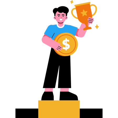 Man receives an award for financial excellence  Illustration