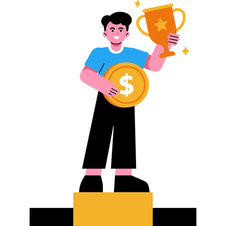 Man Receives An Award For Financial Excellence Illustration
