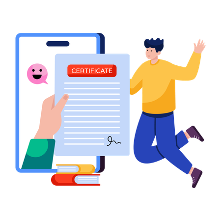 Man receives degree certificate  Illustration