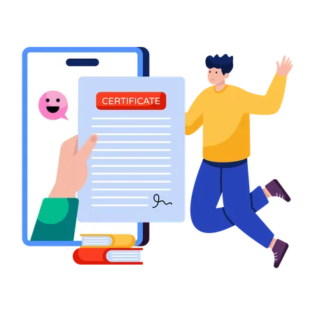 Man receives degree certificate  Illustration