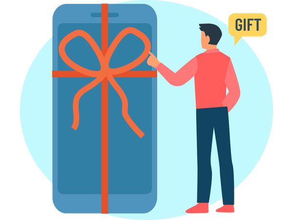 Man receives gift  Illustration