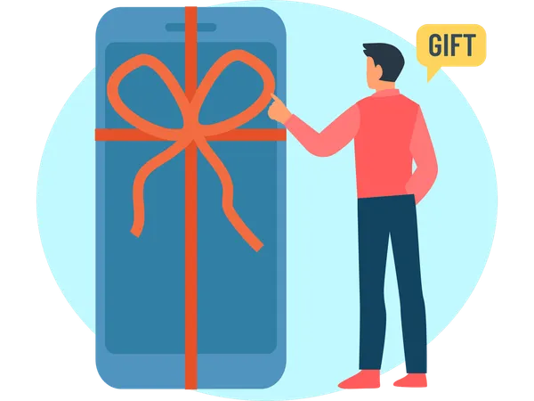 Man receives gift  Illustration