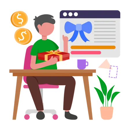 Man receives Loyalty Points  Illustration