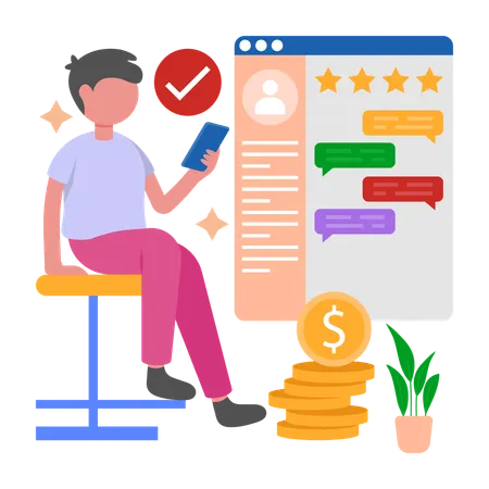 Man receives Loyalty Points  Illustration