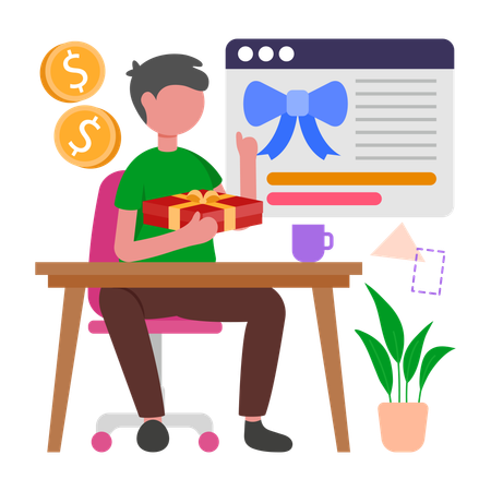 Man receives Loyalty Points  Illustration