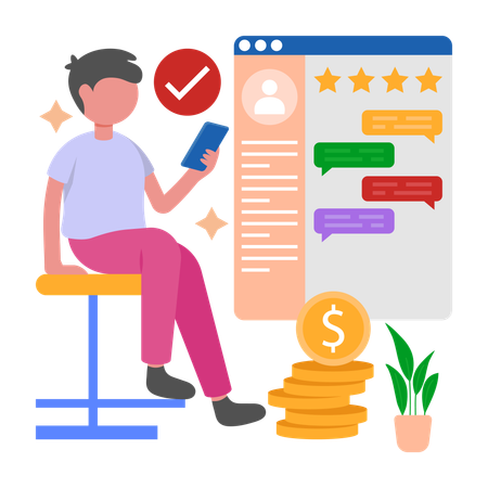 Man receives Loyalty Points  Illustration