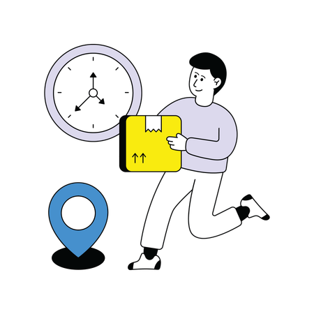 Man receives On Time Delivery  Illustration