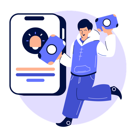 Man receives online Notification  Illustration