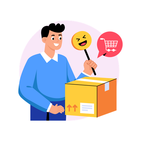 Man receives online product  Illustration