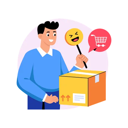 Man receives online product  Illustration