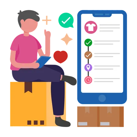 Man receives Order Status Updates  Illustration