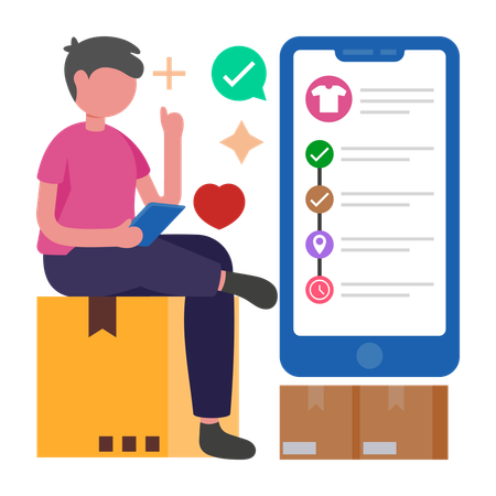 Man receives Order Status Updates  Illustration