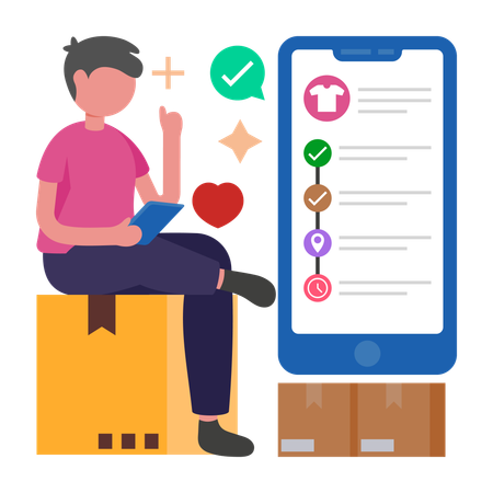 Man receives Order Status Updates  Illustration