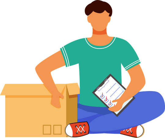 Man receives parcel Illustration