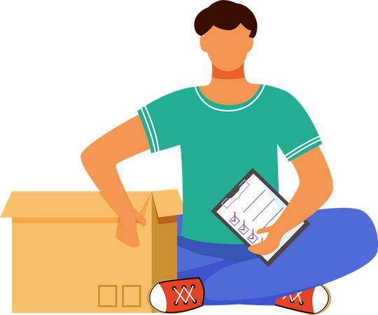 Man receives parcel  Illustration