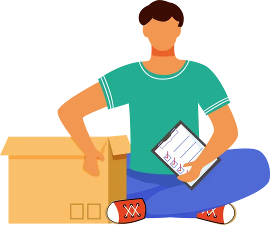 Man receives parcel  Illustration