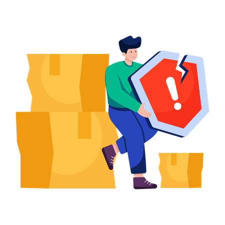 Man receives Parcel security error  Illustration