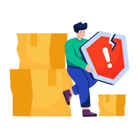 Man receives Parcel security error  Illustration
