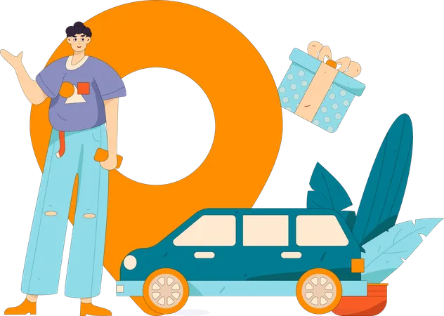 Man receives reward for car services  Illustration