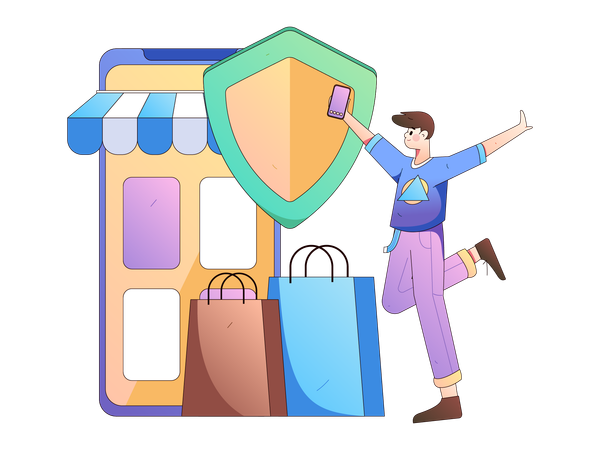 Man receives shopping bags  Illustration