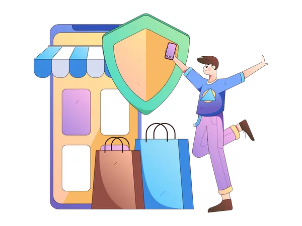 Man receives shopping bags  Illustration