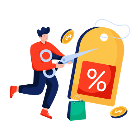 Man receives shopping Discount card  Illustration