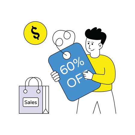 Man receives Shopping Discount  Illustration