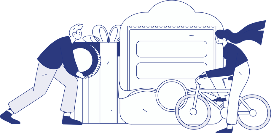 Man receives shopping discount  Illustration