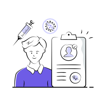 Man receives Vaccination certificate  Illustration