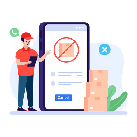 Man receiving canceled orders back  Illustration