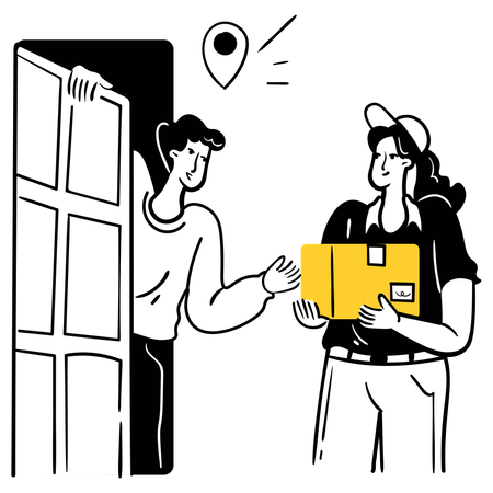 Man receiving delivery parcel  Illustration