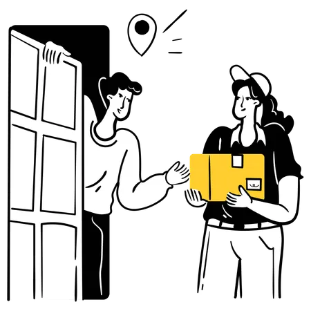 Man receiving delivery parcel  Illustration