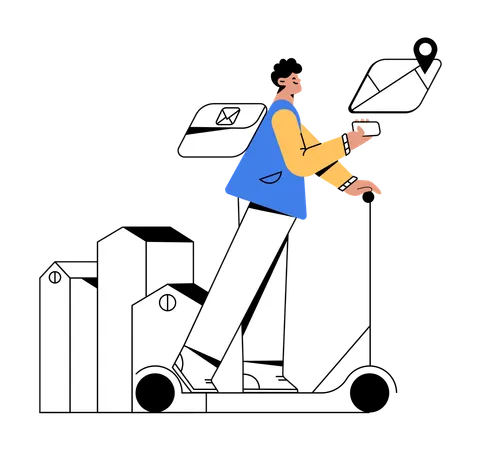 Man receiving mail for delayed delivery  Illustration