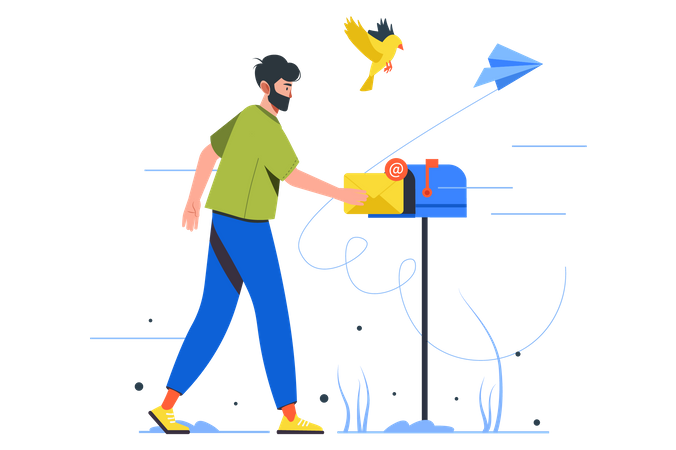 Man Receiving Mail  Illustration