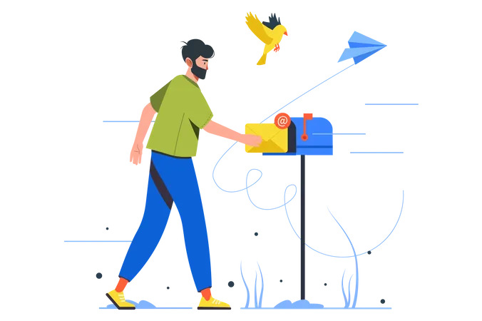 Man Receiving Mail  Illustration