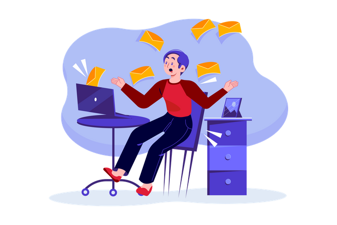 Man receiving marketing mails  Illustration