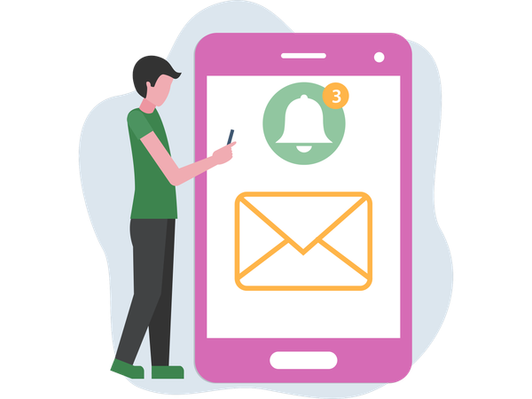 Man receiving Notification  Illustration