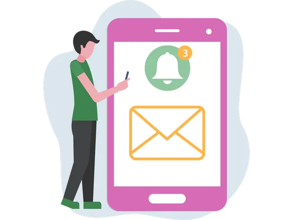 Man receiving Notification  Illustration